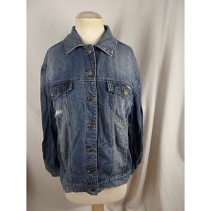 Kensie Jeans Selena Button Distressed Jacket